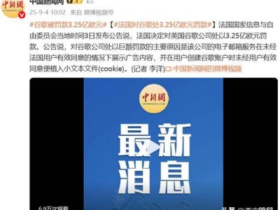 谷歌因违规收集数据在法国被罚3.25亿欧元