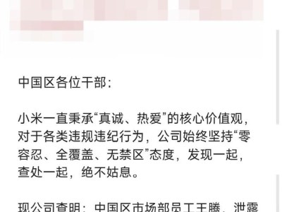‍小米中国区市场部王腾被辞退 回应称接受代价未来仍支持小米与REDMI‍