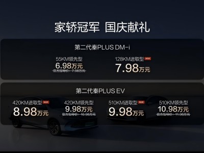 第二代秦PLUS双车加推进取型：长续航低油耗高配置，国庆献礼价来袭