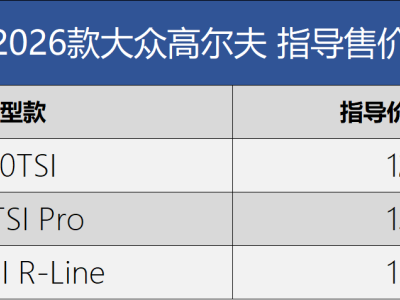2026款大众高尔夫上市，配置升级调整，1.5T动力匹配7速双离合