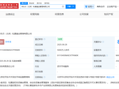 京东方、电控产投成立私募基金管理公司 注册资本5000万
