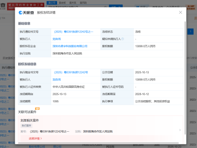 柔宇科技创始人刘自鸿被冻结1.38亿股权