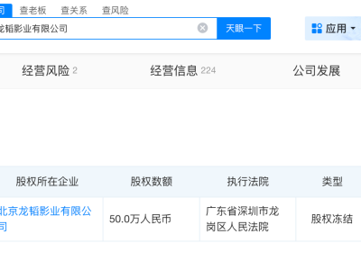 黄子韬公司被冻结50万股权