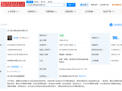 钱江摩托被冻结9177万股权