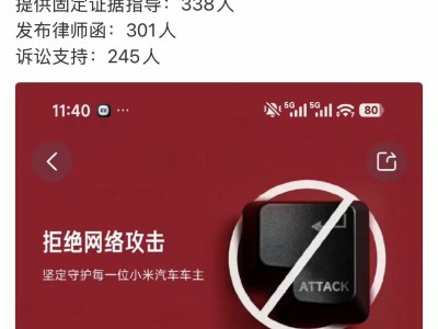 ‍小米车主网络攻击援助进展：6032人参与，480人提交证据及援助需求‍