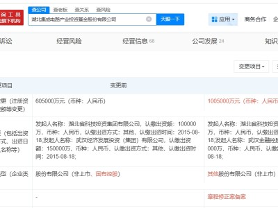 湖北集成电路产业投资基金公司增资至100.5亿 增幅约66%