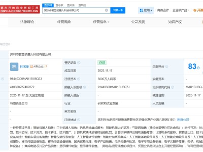 洲明科技、智谱AI等成立智显机器人公司 注册资本5000万