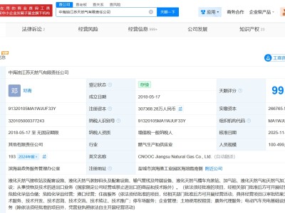中海油江苏天然气公司增资至约30.7亿 增幅约15%