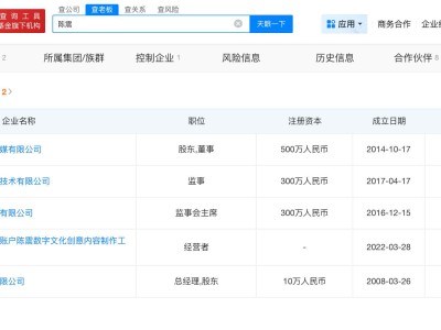 陈震名下公司因欠税被公告