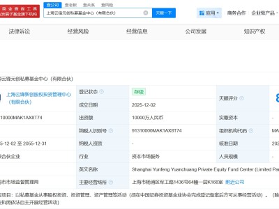马云持股企业等投资成立私募基金中心 出资额1亿