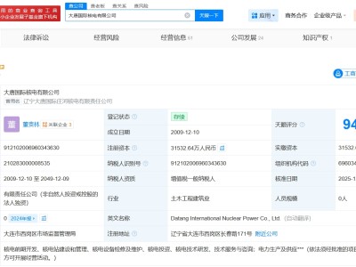 大唐国际核电公司增资至3.15亿 增幅12.5%