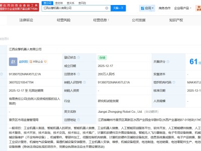众擎机器人在江西成立新公司 注册资本200万