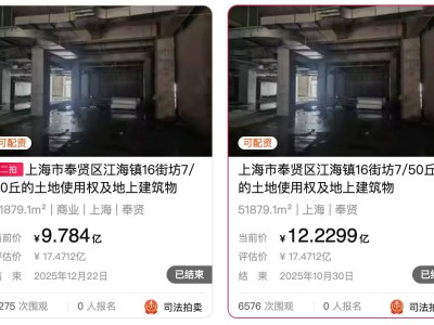 上海奉贤富力万达广场二次流拍：停工四年，五六折拍卖仍无人问津