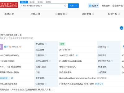 广州快手小额贷款公司增资至10亿 增幅100%