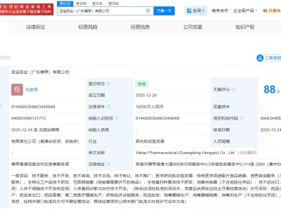 亚宝药业在横琴成立新公司  注册资本1亿