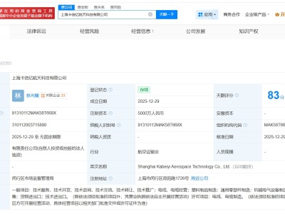 卡倍亿在上海成立航天科技公司 注册资本5000万