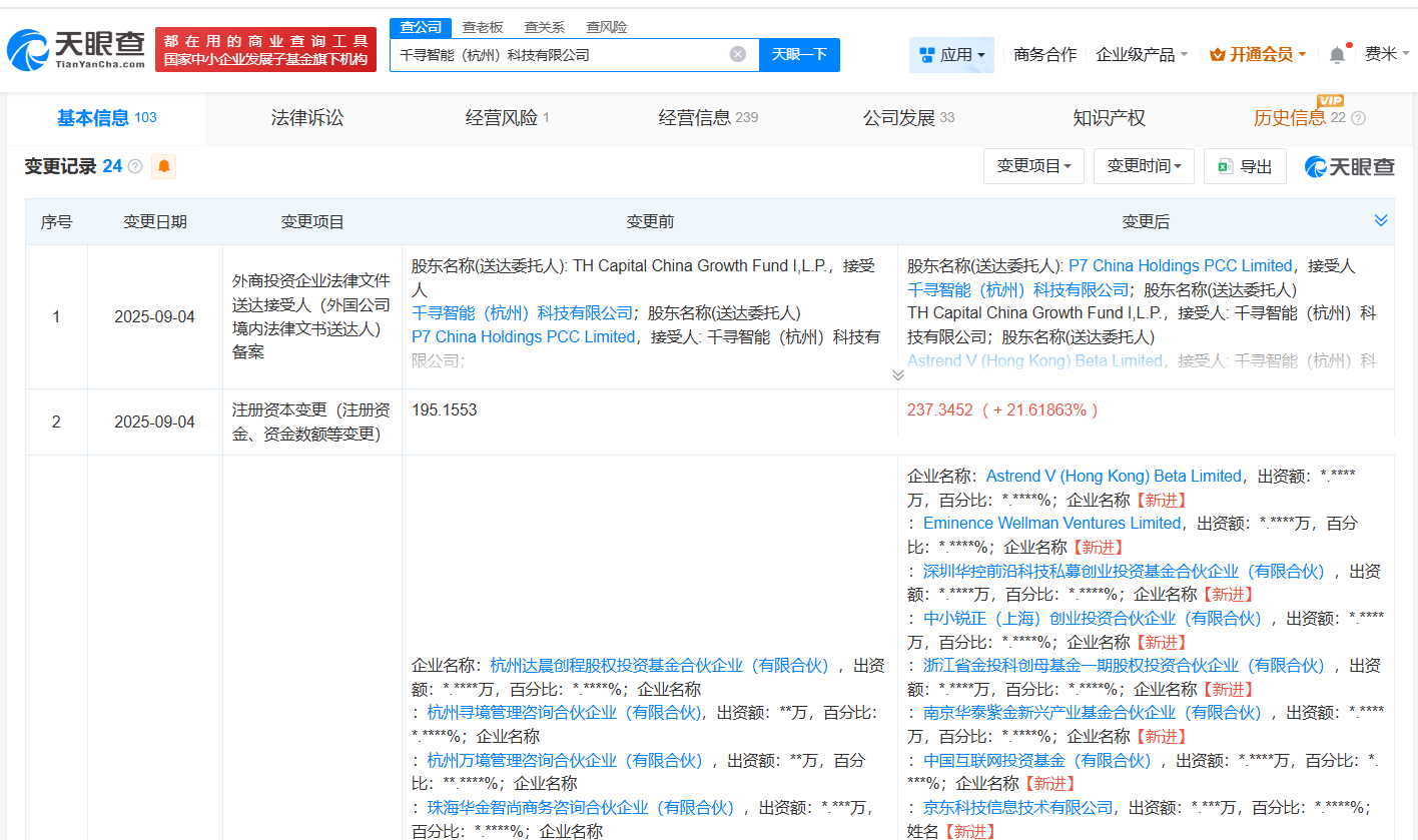 京东等入股千寻智能 后者为具身智能机器人公司