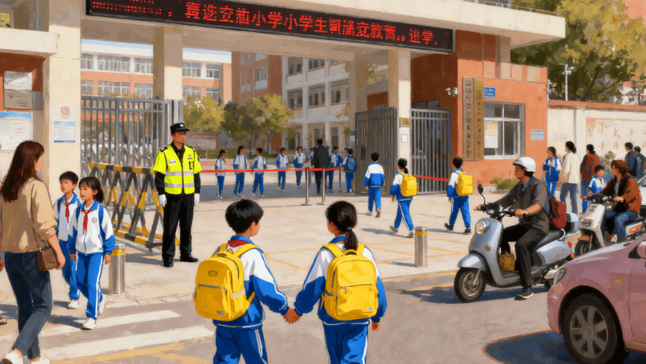 现代家庭接送讨论场景