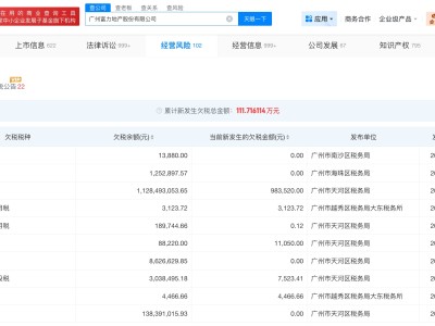 富力地产欠税13亿被公告