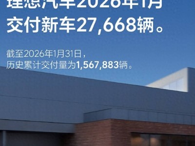 2026年1月交付数据揭晓：理想汽车交付27668辆，雷军透露小米YU7成交付主力