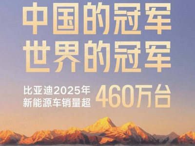 比亚迪2025年狂销460万！中国双冠加全球卫冕，新能源传奇再续新篇