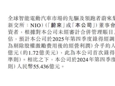 从负债累累到季度盈利，蔚来跨越盈利门槛，未来发展前景可期