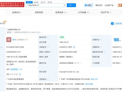 广发期货增资至24.5亿 增幅约19.5%