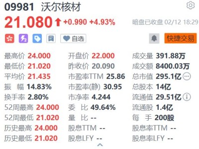 新股暗盘｜沃尔核材暗盘收涨4.93% 一手赚198港元