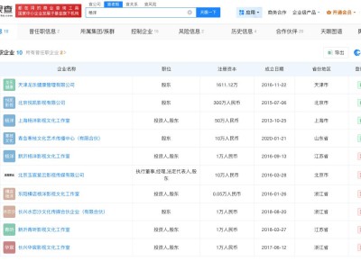 杨洋名下关联10家企业