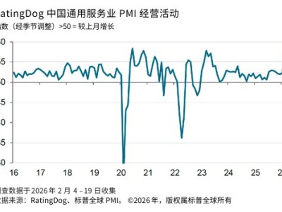 中国2月RatingDog服务业PMI跃升至56.7 扩张速度大幅加快