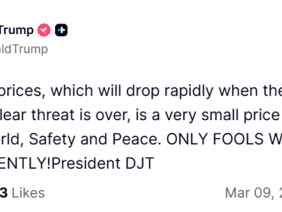 特朗普回应油价暴涨,在伊朗核威胁消除后会迅速下降