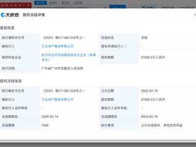 万达地产被冻结2.7亿股权
