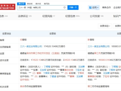 三六一度中国公司增资至约18.6亿港元