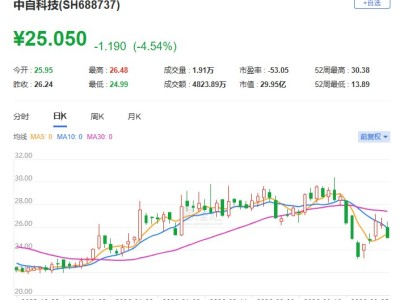 A股异动 | 中自科技跌逾4% 2025年净亏损同比扩大