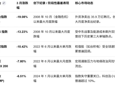 中东战火重创亚太：日韩股市3月惨淡收官，均创2008年以来最大月跌幅