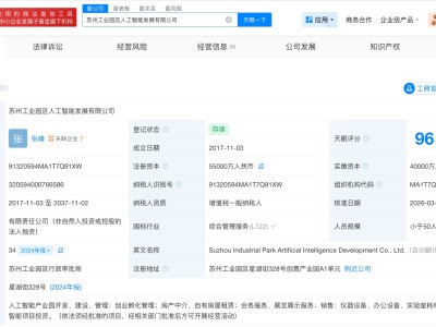 苏州工业园区人工智能发展公司增资至5.5亿 增幅37.5%