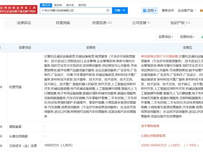 广州小马智行科技公司增资至2亿 增幅100%