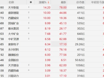 A股异动丨锂矿股午后拉升，盛新锂能、国城矿业封涨停板
