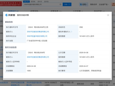 宝能集团被冻结161.4亿股权