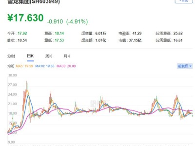 A股异动丨雪龙集团跌近5% 股东贺频艳、贺群艳及宁波联展拟合计减持不超4%股份