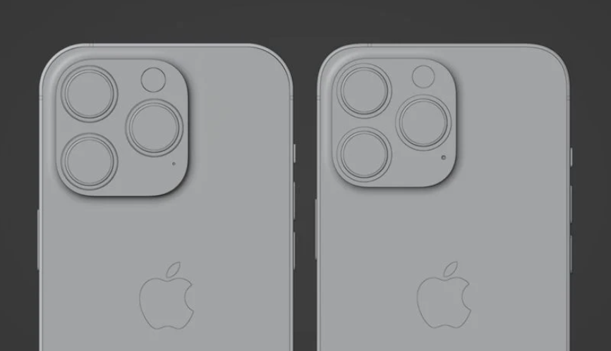 iPhone 14 Pro 渲染图(左)和 iPhone 13 Pro 渲染图(右)